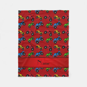 Personalized name red atv pattern fleece blanket