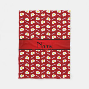 Personalized name red bacon eggs fleece blanket