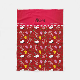 Personalized name red barn animals fleece blanket