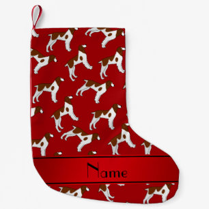 Personalized name red brittany spaniel dogs small christmas stocking