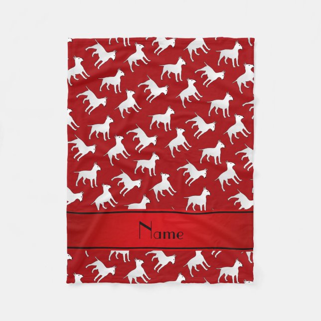 Personalized name red bull terrier dogs fleece blanket (Front)