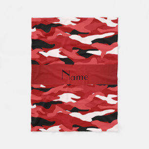 Personalized name red camouflage red stripe fleece blanket