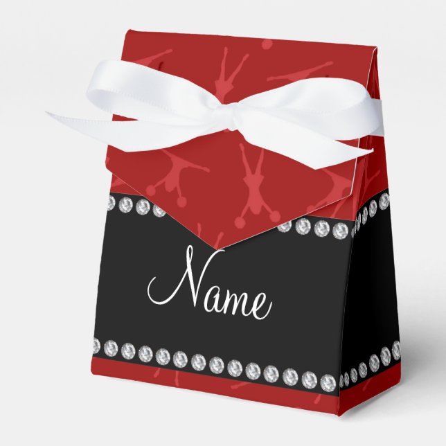 Personalized name red cheerleader pattern favor box (Front Side)