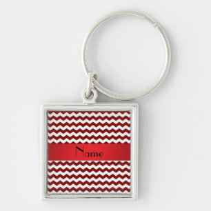 Personalized name red chevrons keychain