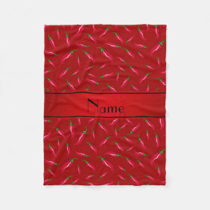 Personalized name red chili pepper fleece blanket