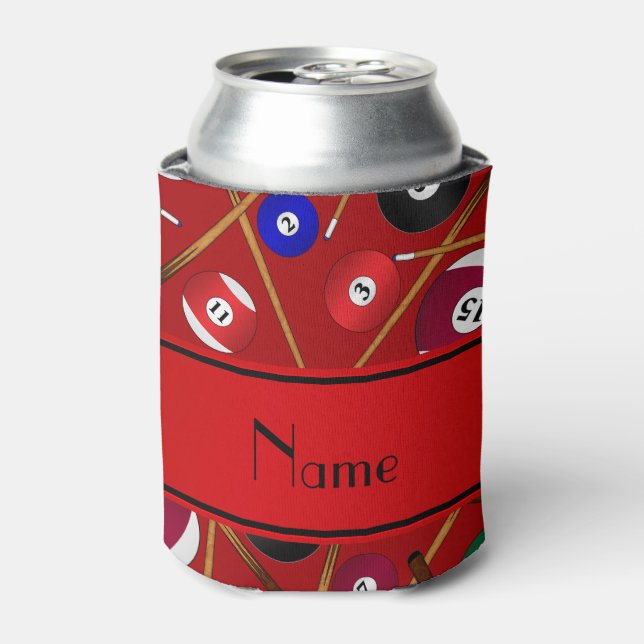 Personalized name red colourful pool pattern can cooler (Can Front)