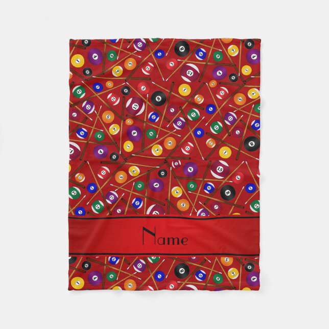 Personalized name red colourful pool pattern fleece blanket (Front)
