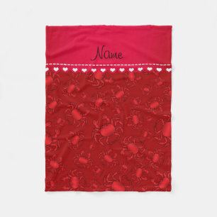 Personalized name red crab pattern fleece blanket