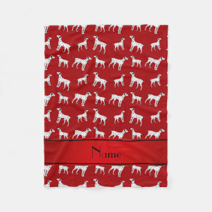 Personalized name red dalmatian dogs fleece blanket