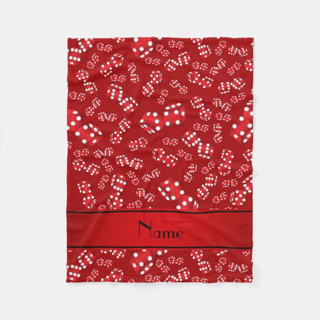 Personalized name red dice pattern fleece blanket (Front)