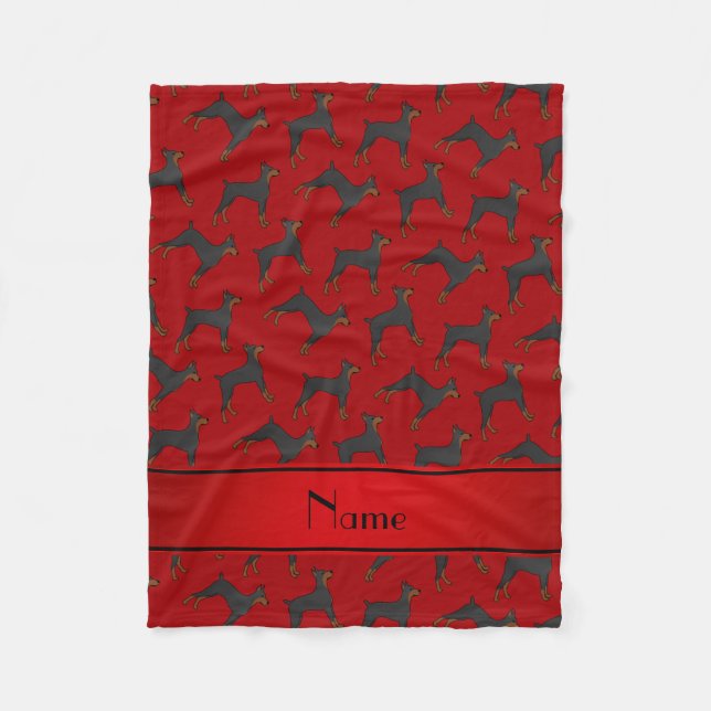 Personalized name red doberman pinschers fleece blanket (Front)