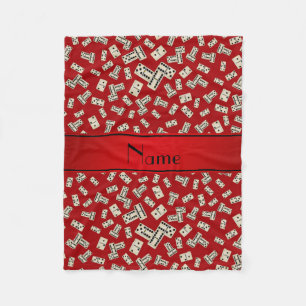 Personalized name red dominos fleece blanket
