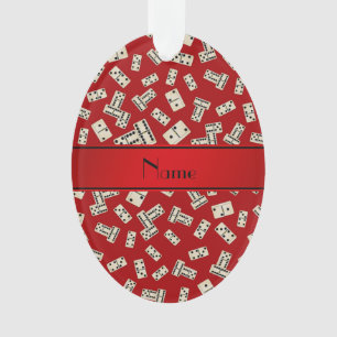 Personalized name red dominos ornament