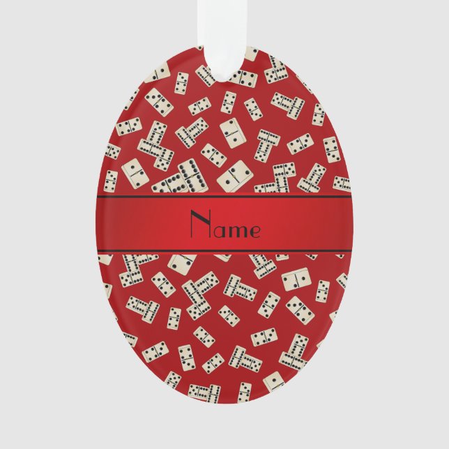 Personalized name red dominos ornament (Front)