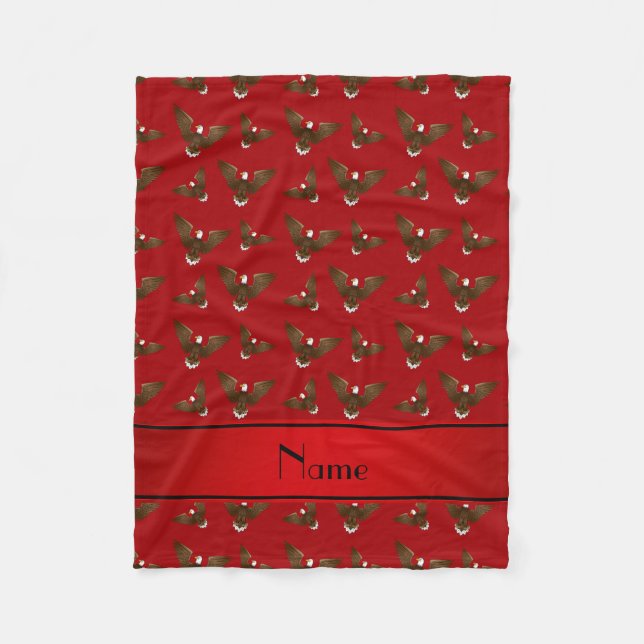 Personalized name red eagles fleece blanket (Front)