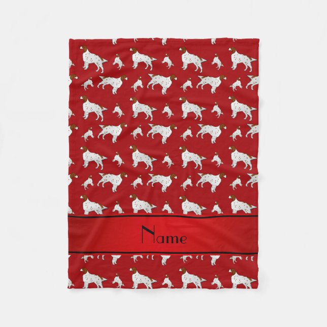 Personalized name red English Setter Fleece Blanket (Front)