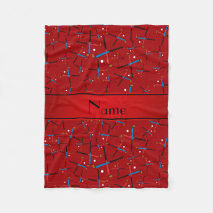 Personalized name red field hockey fleece blanket