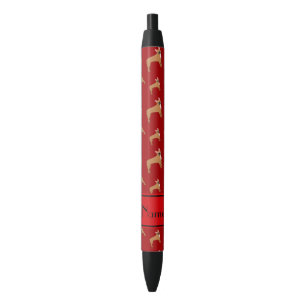 Personalized name red french bulldogs black ink pen