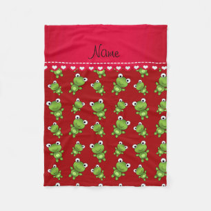 Personalized name red frogs fleece blanket