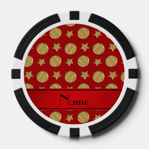 Personalized name red gold baseballs stars poker chips