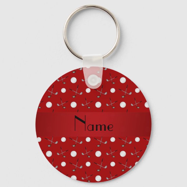 Personalized name red golf balls keychain (Front)