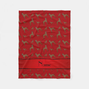 Personalized name red great dane dogs fleece blanket