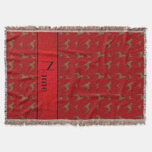 Personalized name red great dane dogs throw blanket