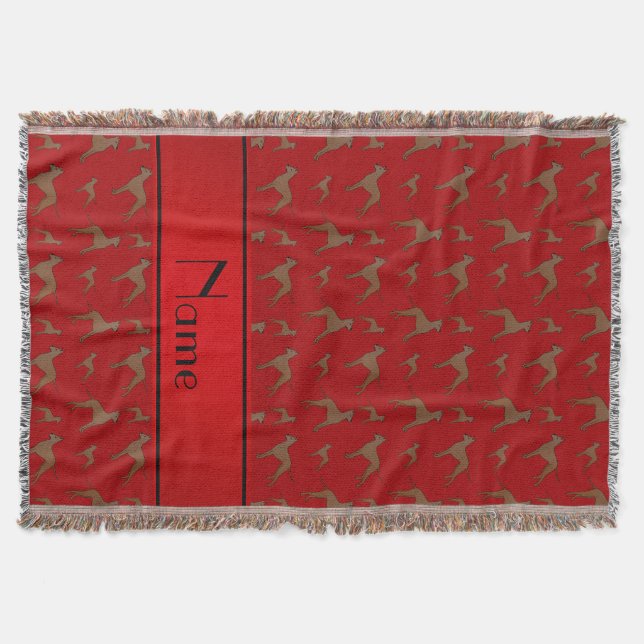 Personalized name red great dane dogs throw blanket (Front)