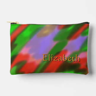 Personalized Name Red Green Lavender Accessory Pouch