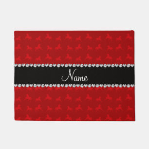 Personalized name red horse pattern doormat