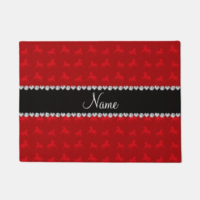 Personalized name red horse pattern doormat (Front)