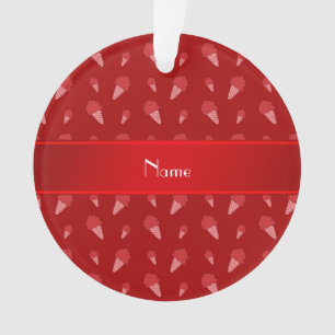 Personalized name red ice cream pattern ornament