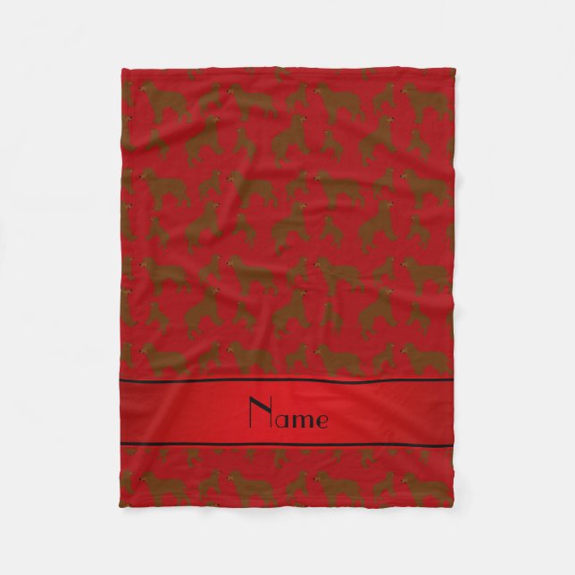 Personalized name red Irish Water Spaniel dogs Fleece Blanket (Front)