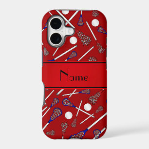 Personalized name red lacrosse pattern