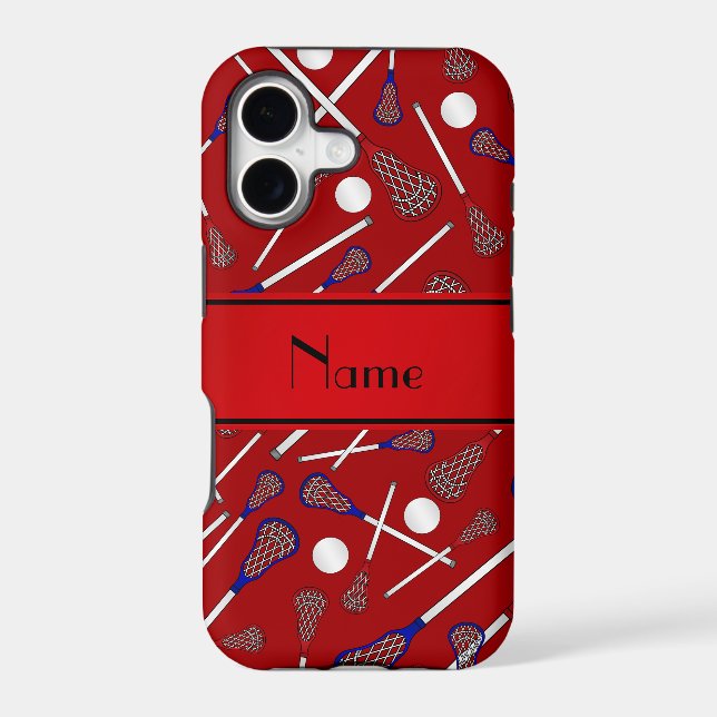 Personalized name red lacrosse pattern (Back)