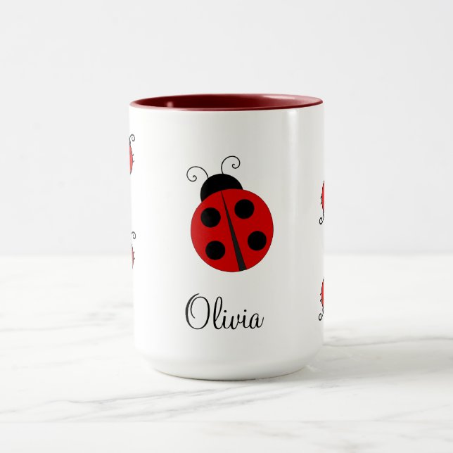 Personalized Name Red LadyBug Mug (Center)