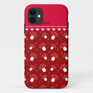 Personalized name red mushrooms iPhone 11 case