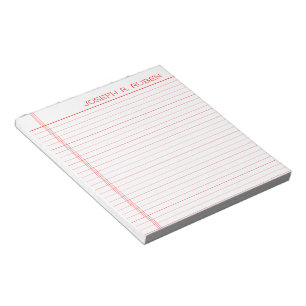 Personalized Name Red Notebook Paper Notepad
