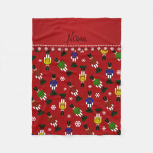 Personalized name red nutcrackers fleece blanket