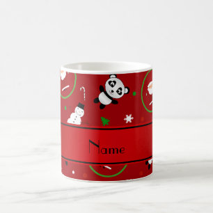Personalized name red panda santas christmas coffee mug