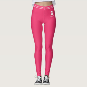 Personalized Name Red Pink White Striped Monogram Leggings