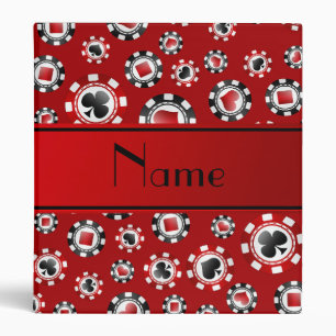 Personalized name red poker chips binder