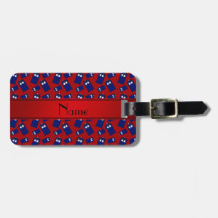 Personalized name red police box red stripe luggage tag