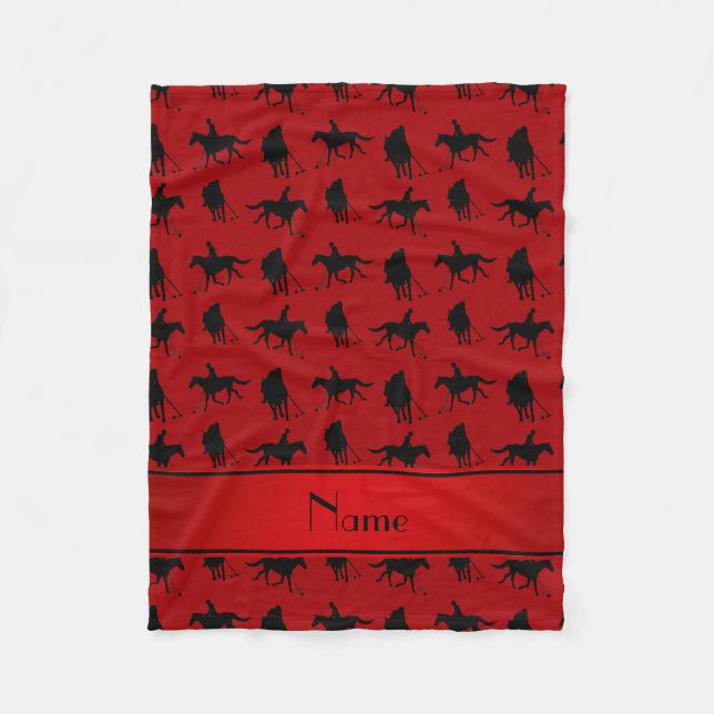 Personalized name red polo pattern fleece blanket (Front)