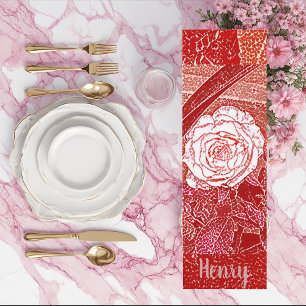 Personalized Name Red Rose Floral Watercolor Art Yoga Mat