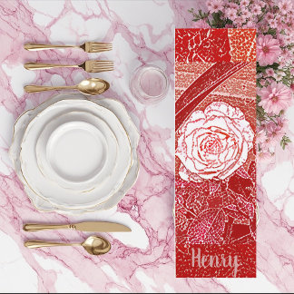 Personalized Name Red Rose Floral Watercolor Art Yoga Mat