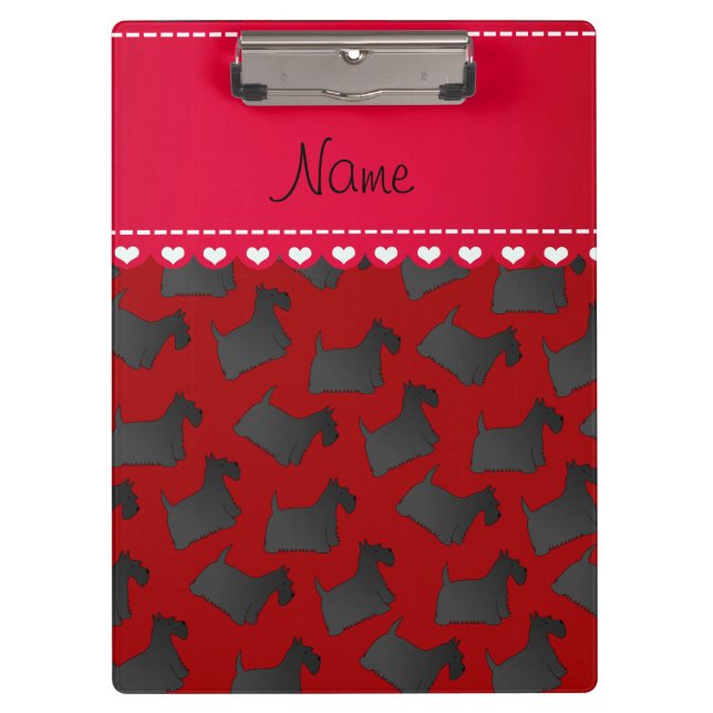 Personalized name red scottish terrier dogs clipboard (Front)