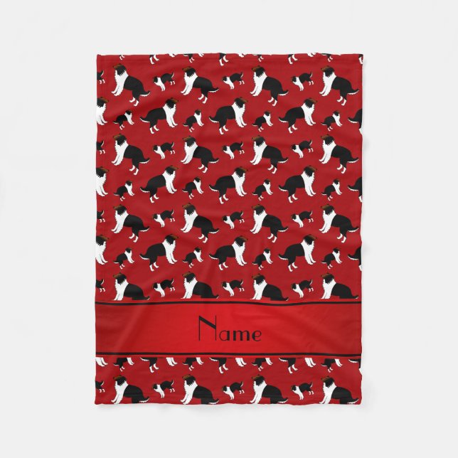Personalized name red Shetland Sheepdogs Fleece Blanket (Front)
