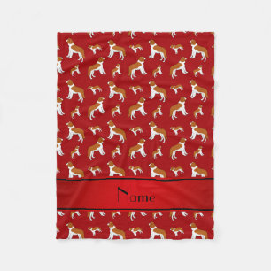 Personalized name red St Bernard dogs Fleece Blanket