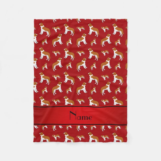 Personalized name red St Bernard dogs Fleece Blanket (Front)